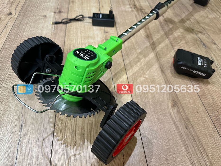 Акумуляторний триммер BOSCH BUR187BL 36V 6Ah + насадка колеса