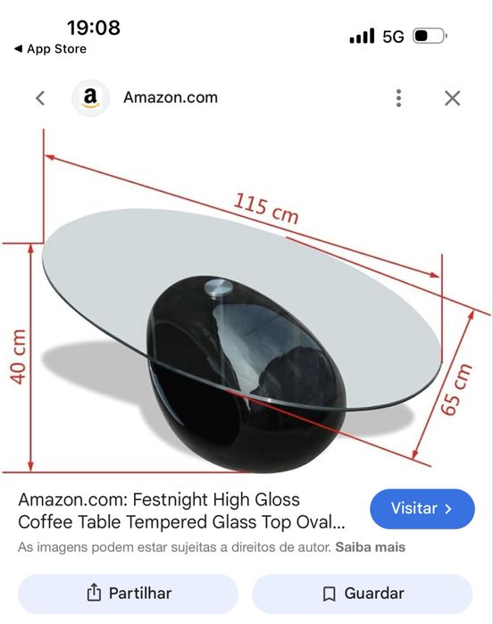 Mesa de vidro em bom estado