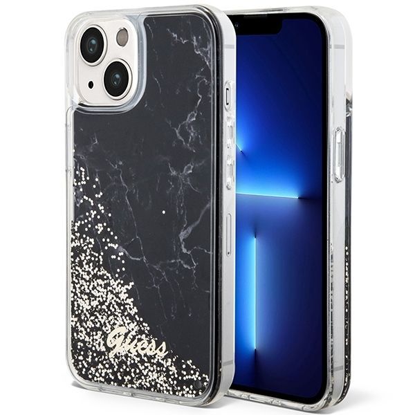 Guess Futerał Do Iphone 13 / 14 / 15 (Liquid Glitter Marble) Czarny