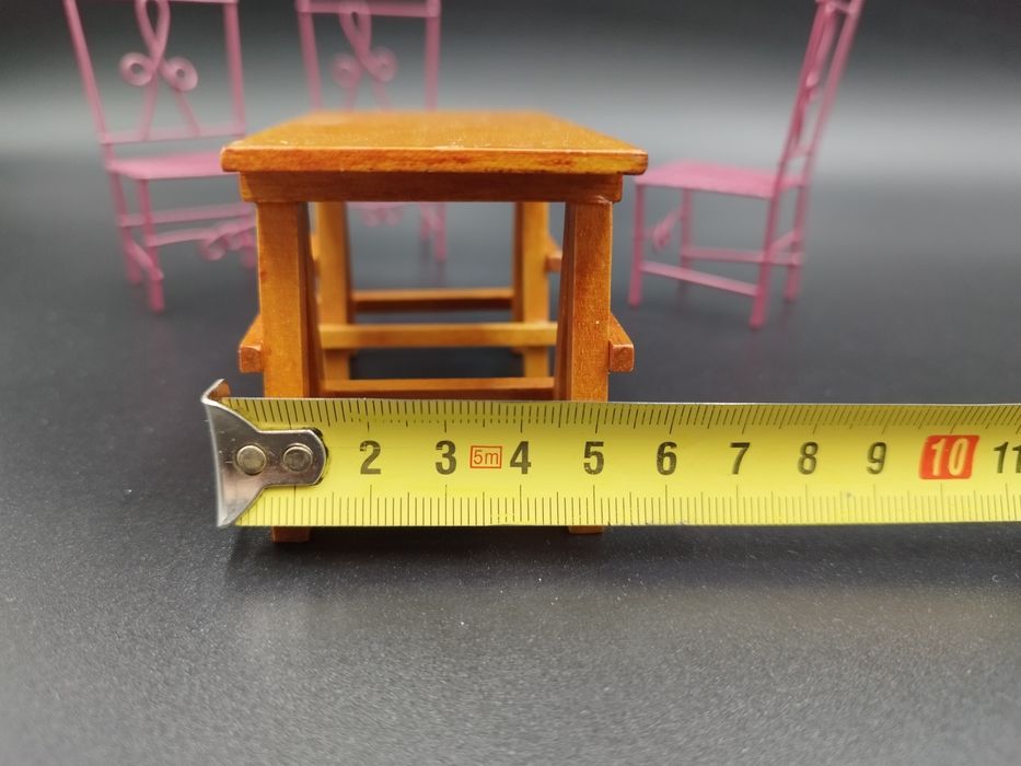 Mini mebelki zestaw ogrodowy cztery  krzesła i stoł skala 1:12 mebelk