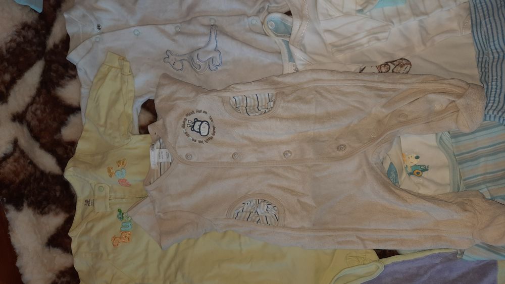 Ubranka dla niemowlaka, body, pajacyk, śpiochy, H&M, Mother Care, 56