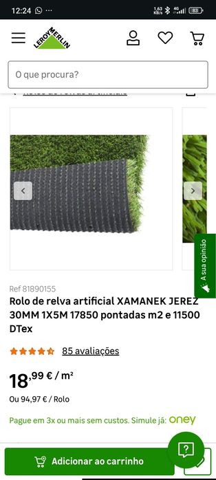 Rolo de relva artificial XAMANEK JEREZ 30MM 1X1,65