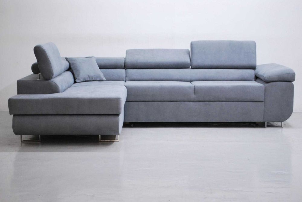 SAP DESIGN NOWOCZESNY NAROŻNIK funkcja spania pojemnik zagłówki tkanin