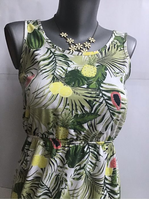 Letnia wzorzysta sukienka Moda Maxi rozm 36 38 40 SML dla wysokiej