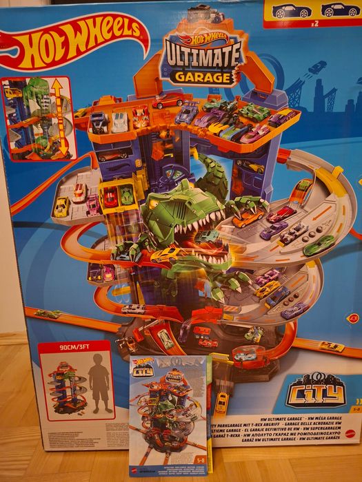 Hot Wheels mega garaż T-Rexa + samochodziki