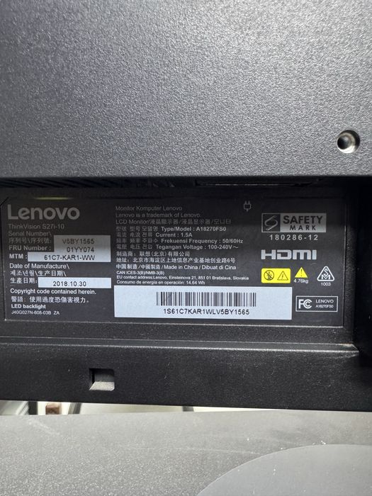 Монітор Lenovo ThinkVision S27i-10
