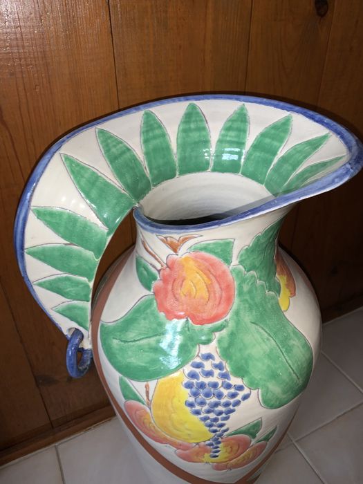 Jarrao Pote em ceramica barro vermelho pintura manual motivos florais