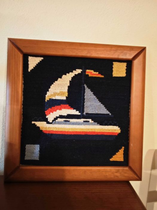 Quadro de Arraiolos 44x44 feito à mão