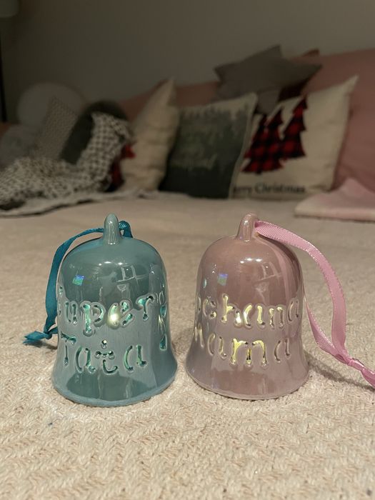 Świąteczne lampki dzwoneczki na baterie turkusowa różowa małe