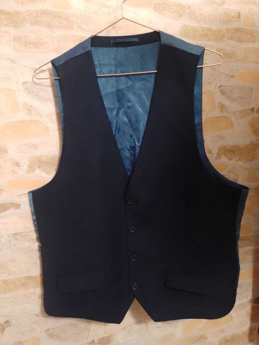 (M/L) Ted Baker/ Granatowa kamizelka garniturowa z patką z Londynu