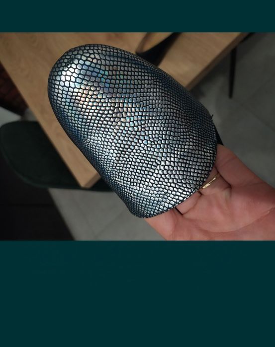 Buty półbuty baleriny damskie NOWE rozm. 39 granat, srebro