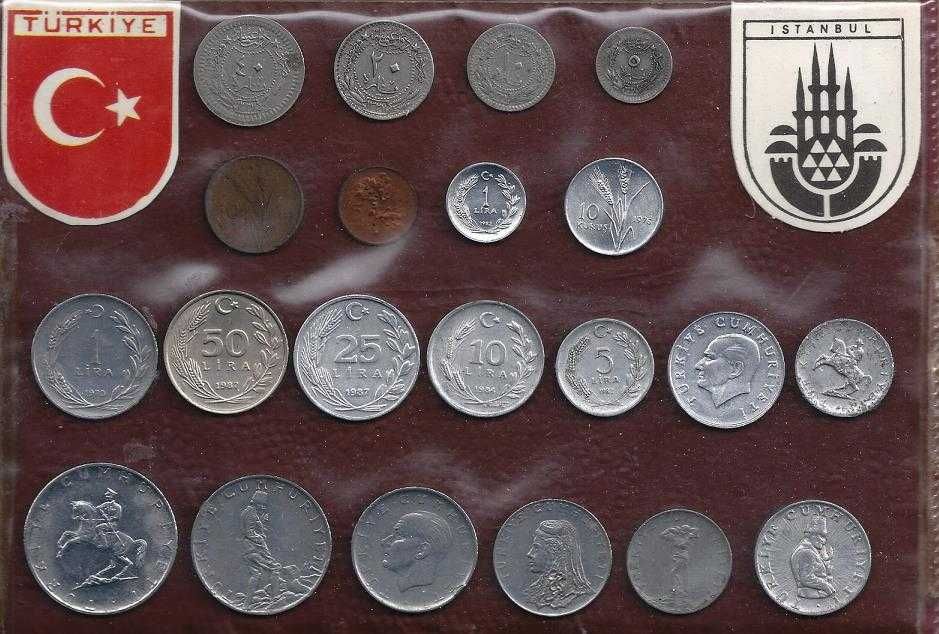 MOEDAS  21  da TURKIA   Cartão  com as moedas