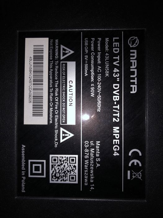 LED Телевізор Manta 43”