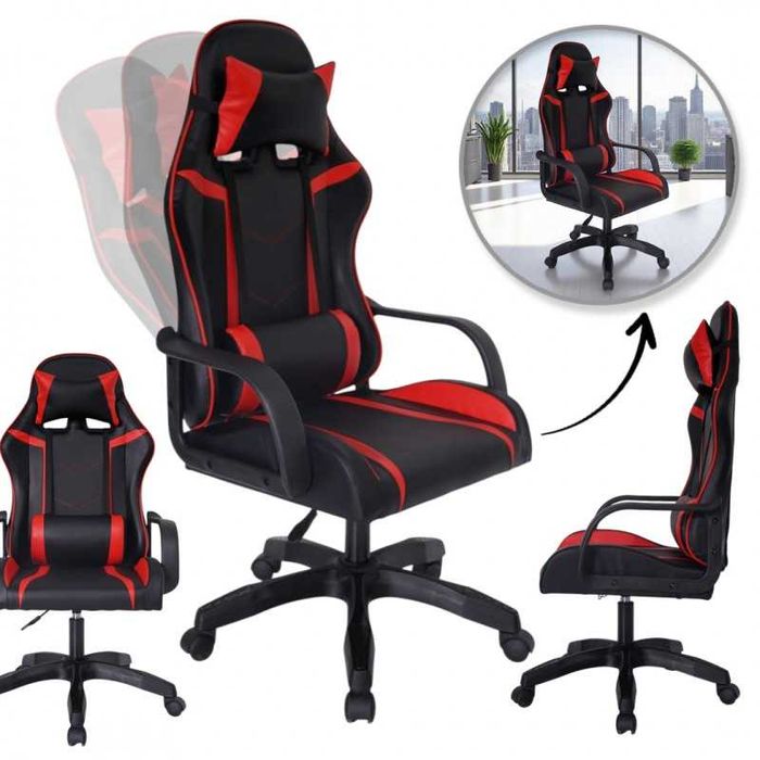 Fotel gamingowy, biurowy obrotowy VORTEX czarny, czerwony KO35CZE