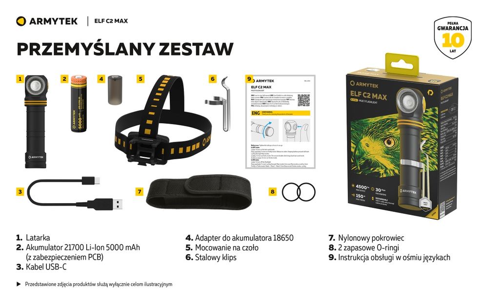 Super Mocna latarka czołowa Armytek ELF C2 MAX 4500LM białe światło