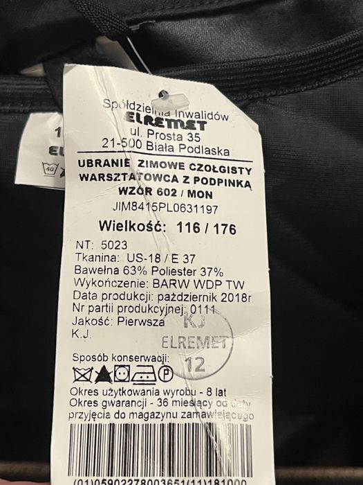 Ubranie cołgisty czarne zimowe nowe