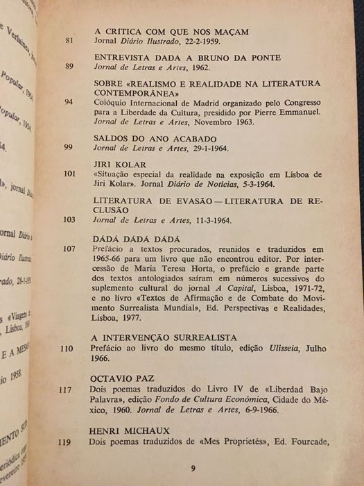 Cesariny/ F. Guimarães/ Paulo da Costa Domingos/J. Carreira Marques