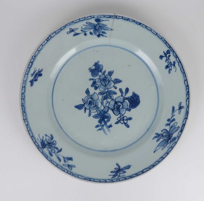4 Pratos porcelana azul e branca da China Séc. XVIII