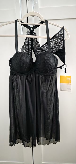 Nowy komplet bielizny damskiej bielizna nocna halka stringi 85B/L