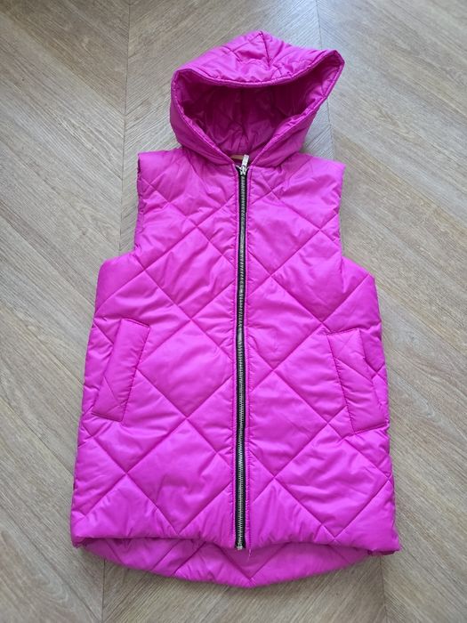 Nowa Kamizelka pink różowa asymetryczny tył rozm 146/152 jesien
