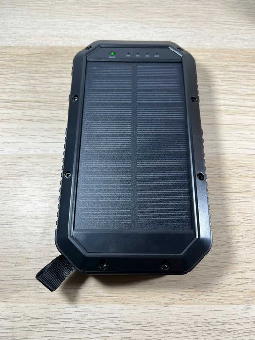 Powerbank 20000mAh c/ painel solar, carregamento sem fios e lanterna