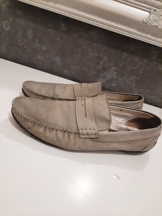 Mokasyny meskie szare skorzane skora 44 45 modne wloskie nico nerini