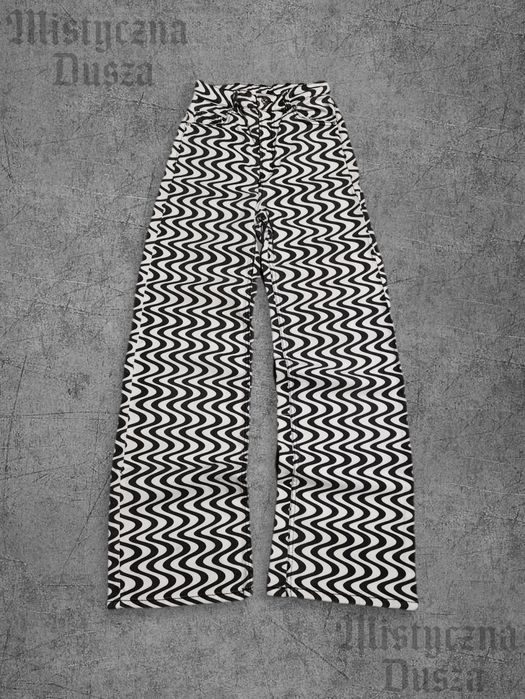 Czarno białe spodnie jeansowe wide losse leg straight alternative gothic y2k SWAG avant garde