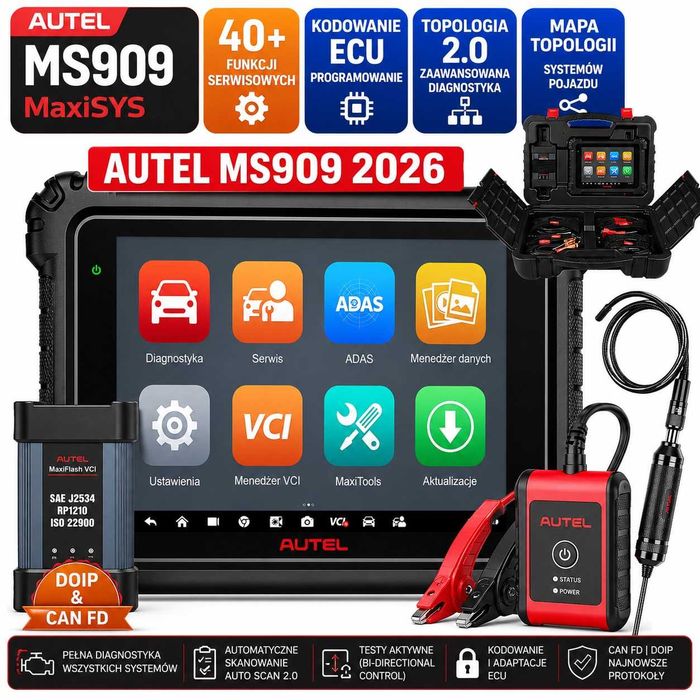 AUTEL MaxiSYS MS909 flash Full Programowanie ONLINE Topologia AUTEL Język Polski NOWY !