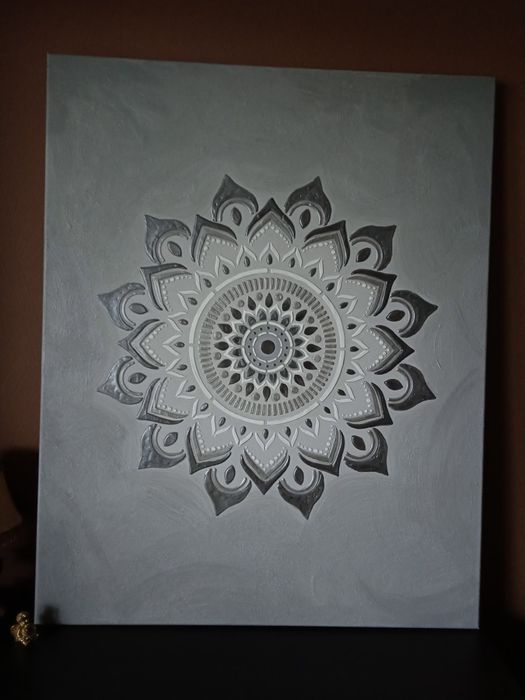 Obraz Mandala 100/80 cm strukturalny 3D,  ręcznie malowany