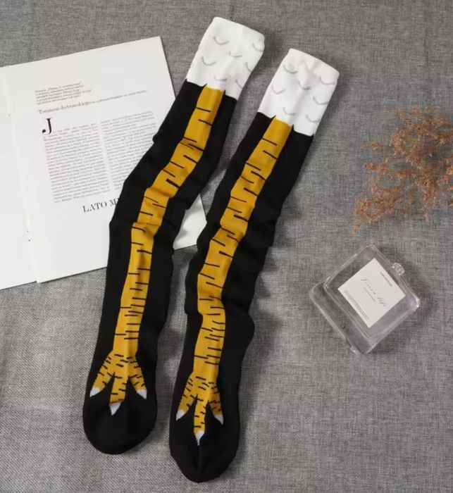 Długie skarpety damskie, zakolanówki kurze łapki