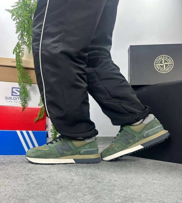 Кросівки New Balance 574 x Stone Island Legacy Dark Green • Нью Беленс Стон Айденд (хакі темно-зелені) Нб