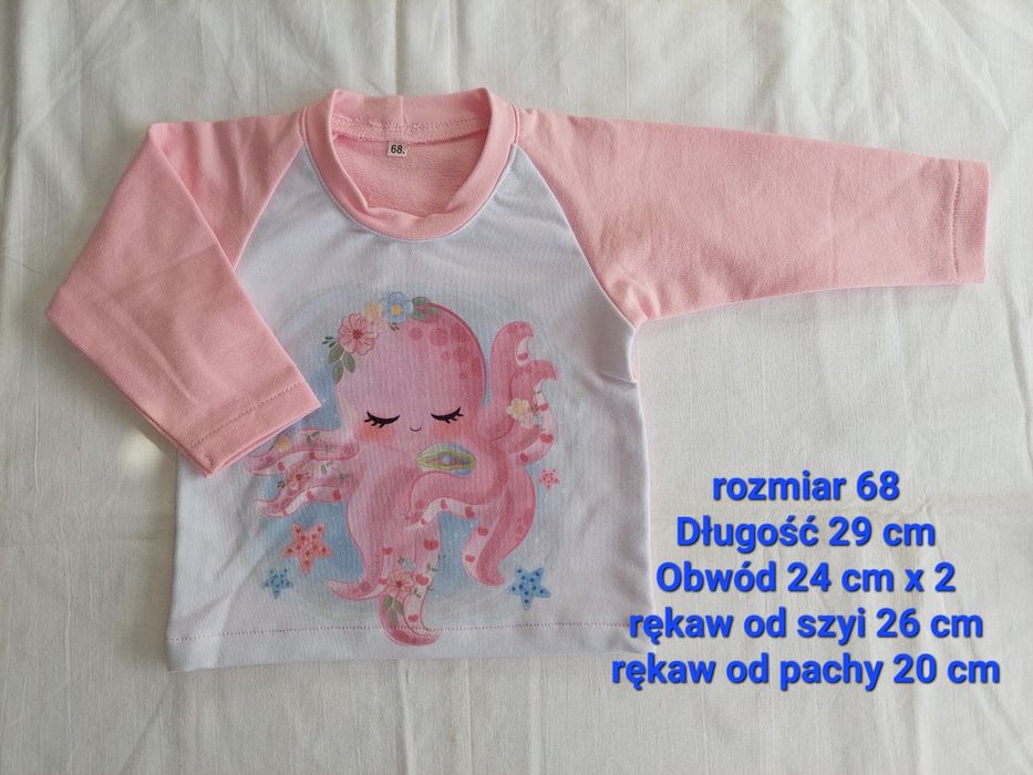 Śliczna bluza dla dziewczynki różowa z ośmiornicą r. 68