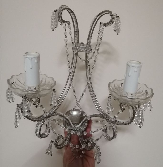 Kinkiet retro, lampa srebrna