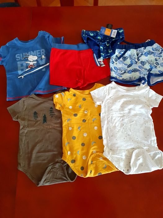 Paka ubran dla chłopca 74 body kąpielówki snoopy zestaw lato