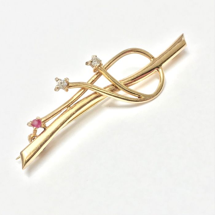 Złota BROSZKA 14K 585 piękny AMETYST cudowna ART DECO