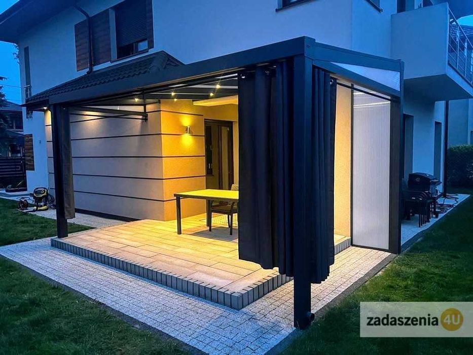 Zadaszenia tarasów balkonów aluminiowe szklane zabudowy tarasów pergole aluminiowe ogrody zimowe systemy przesuwne szkło VSG