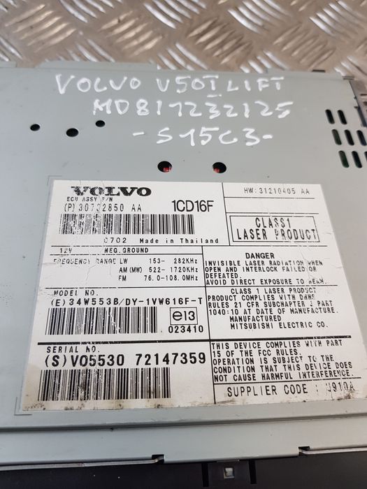 Radio Czytnik Cd 30732850Aa Volvo V50 I Lift 07R-