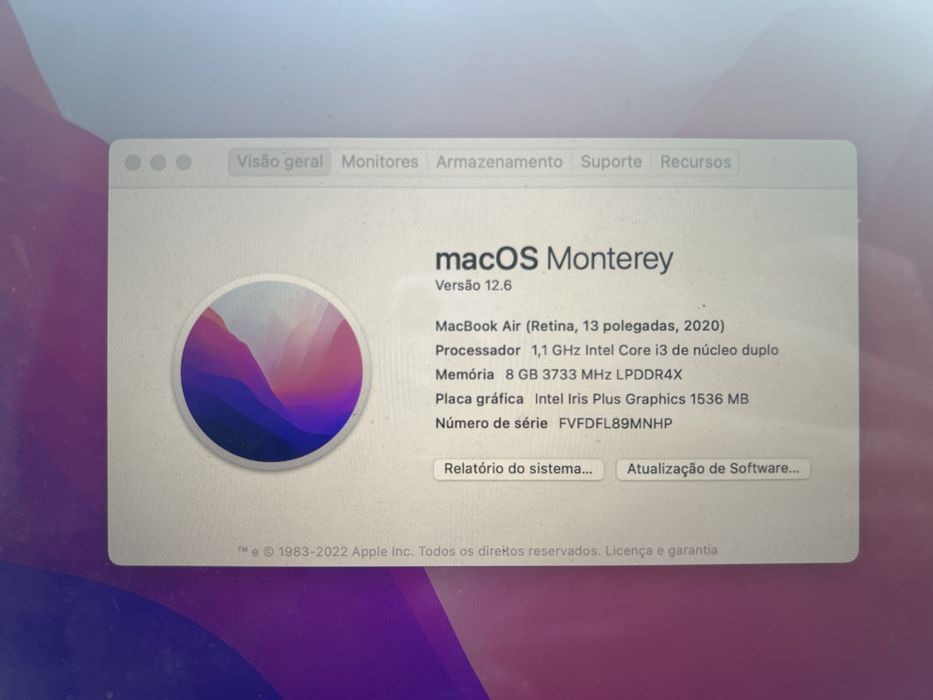 MacBook Air 13’’ Retina (2020) - Intel i3 / Em ótimo estado