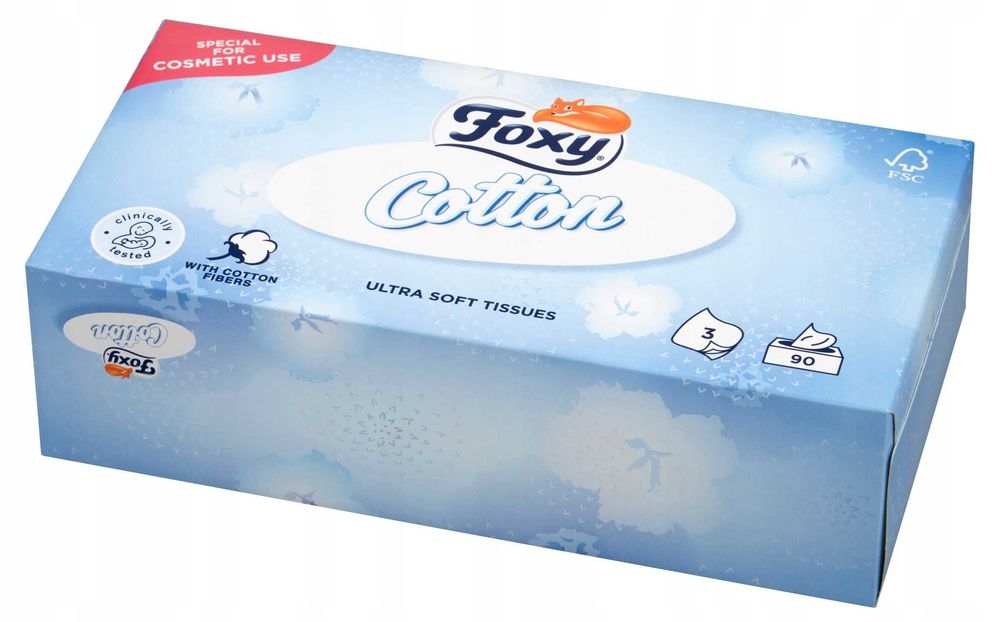 Chusteczki higieniczne foxy cotton box 90 szt. - 12 op.