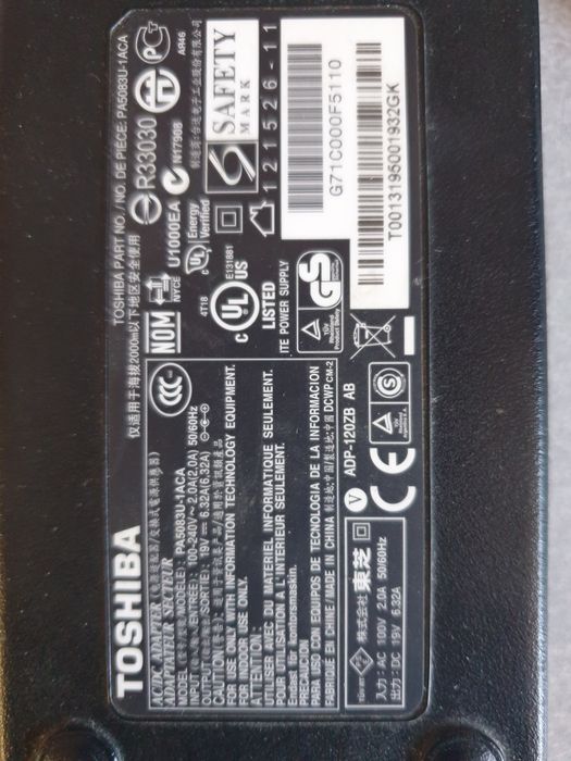 Zasilacz Toshiba 120W 19V 6.32A 5.5mm Oryginalny