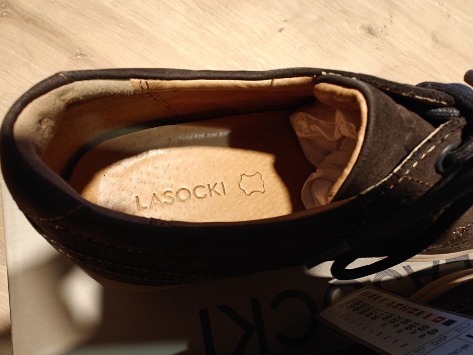 Buty męskie Lasocki półbuty trzewiki skórzane skóra naturalna brązowe