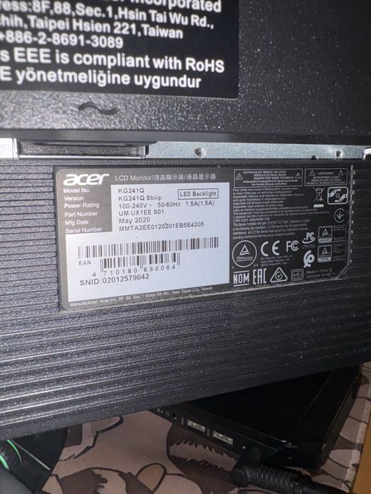 Monitor Acer KG241Q S 165hz Gaming monitor