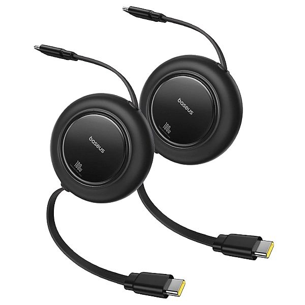 Kabel zwijany Baseus Free2Pull 100W USB-C - USB-C 2m (2 szt.) - czarny