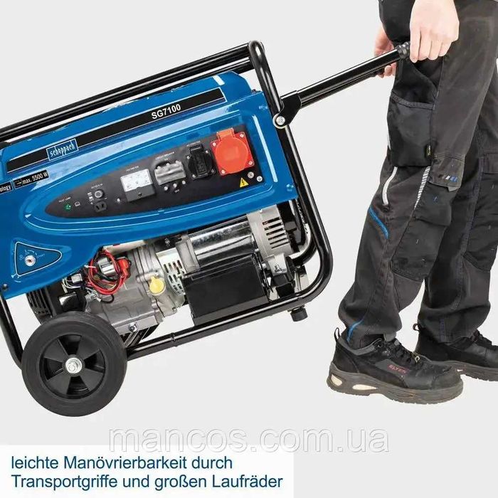 Генератор Scheppach SG7100 Газ-бензин,електростартер 6 кВт 3фази ,мідь