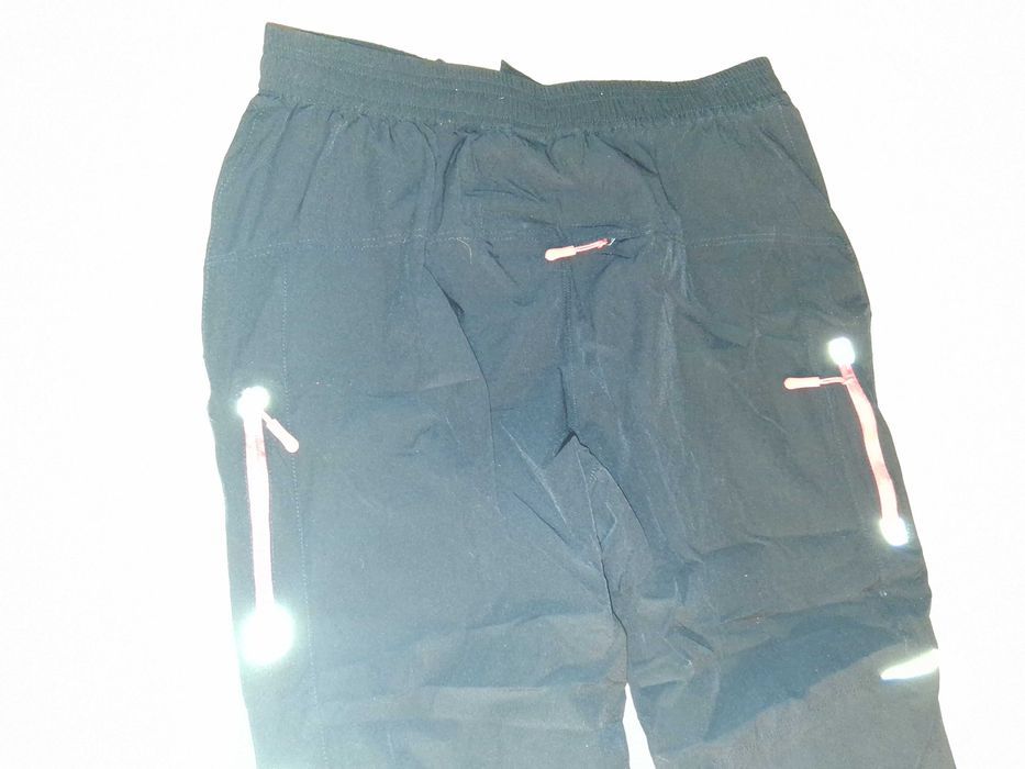 T253 Spodnie Sportowe Męskie Treningowe XL Czarne Odblaski Nowe MJ005