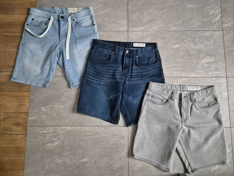 Zestaw 4x spodnie spodenki męskie M L granatowe denim jeans