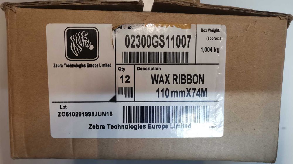 Fitas Zebra Cera (110mm x 74M)