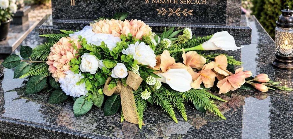 Stroik IKEBANA kompozycja kwiatowa na grób  cmentarz Z204