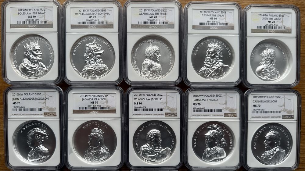 Skarby Stanisława Augusta – komplet NGC MS70 (MAX nota) – pełny zestaw