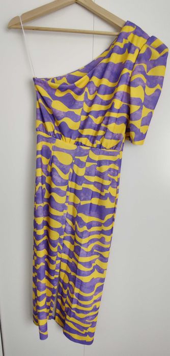 Vestido festa roxo e amarelo